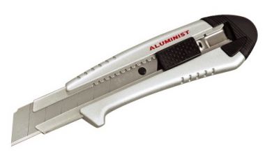 Нож Aluminist, 25 мм, серебристый алюминиевый корпус, 3 лезвия, автофиксация TAJIMA AC700SB ― TAJIMA SHOP